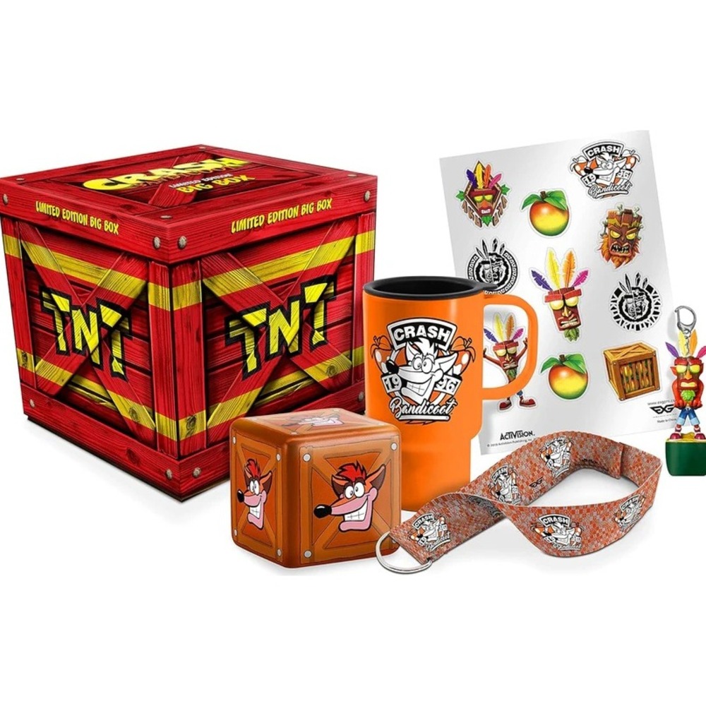 NEW Crash Bandicoot Big Box Gaming Collectible Travel Mug Stickers Nostalgic NIB